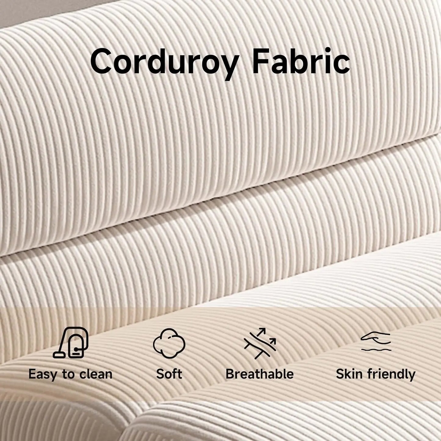 Corduroy Bean Bag Chair with Ottoman, Ultra Soft Reading Nook Seat for Adults, Living Room Bedroom Furniture