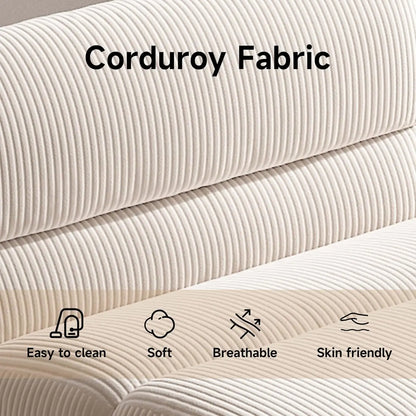 Corduroy Bean Bag Chair with Ottoman, Ultra Soft Reading Nook Seat for Adults, Living Room Bedroom Furniture