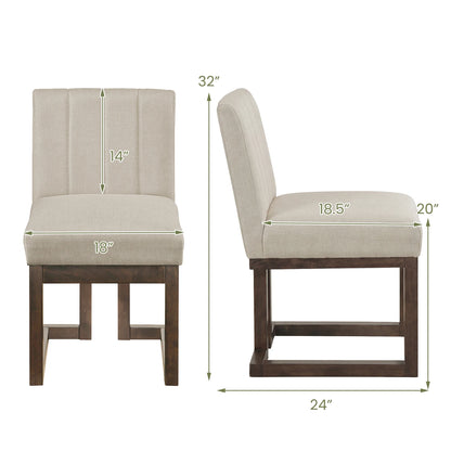 2PCS Wooden Dining Chairs Modern Farmhouse Fabric Upholstered Kitchen Chairs