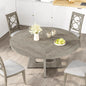 120 x 120 x 53 cm Round Dining Table for 4-6 People Space Saving Rustic Wooden Kitchen Table with Wood Base and Tabletop Black