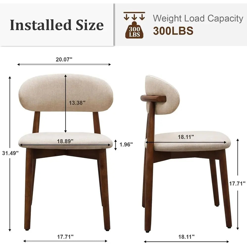 Dining Chairs Set o 4,  Upholstered Chairs, Wooden Dining Room Chair with Curved Back or Kitch