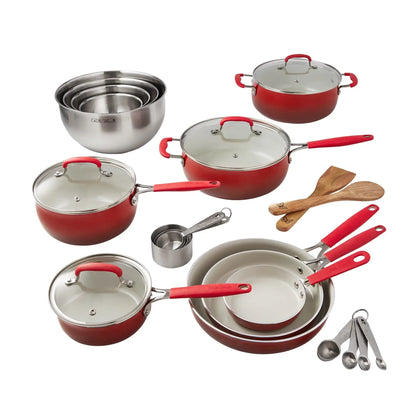 Ceramic Classic 25 Piece Nonstick Aluminum Cookware Set, Silicone and Stainless Steel