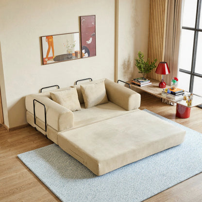 59" 4-in-1 Cloud Boneless Convertible Floor Sofa Bed,High-Density Sponge & Corduroy Fabric Futon Daybed for Living Room Bedroom