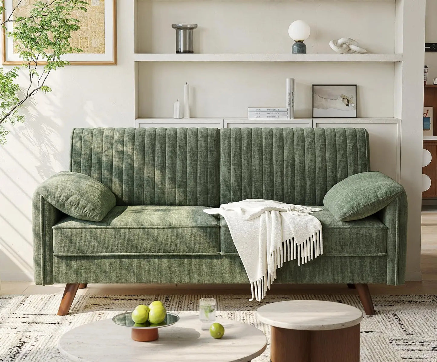 64.5" Loveseat Sofa, Chenille Loveseat Couch for Living Room, 23.2" Deep Seat Love Seat with Padded Arms