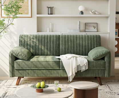 64.5" Loveseat Sofa, Chenille Loveseat Couch for Living Room, 23.2" Deep Seat Love Seat with Padded Arms