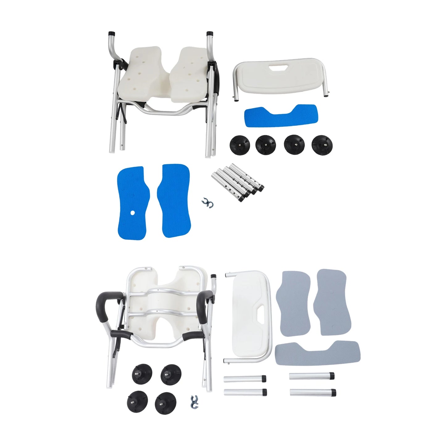 Heavy Duty Shower Chair U Shape Seat Foldable Shower Chair for Private Washing Elderly and Disabled Adjustable Height 72-79cm