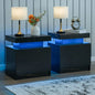 Nightstand Set of 2 LED Nightstand with 2 Drawers,Night Stand  with LED Light,Bedside Table with Drawers for Bedroom
