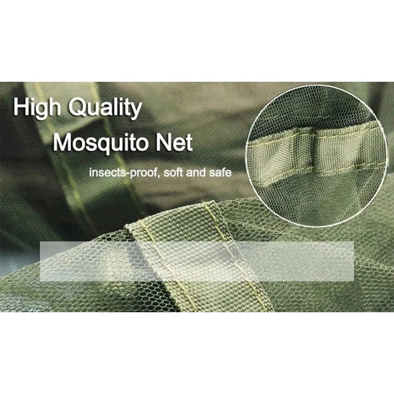Double Hammock Outdoor Anti-Rollover with Mosquito Net Portable Nylon Camping Swing Bed & Sun Shelter for Backyard/Beach/Travel