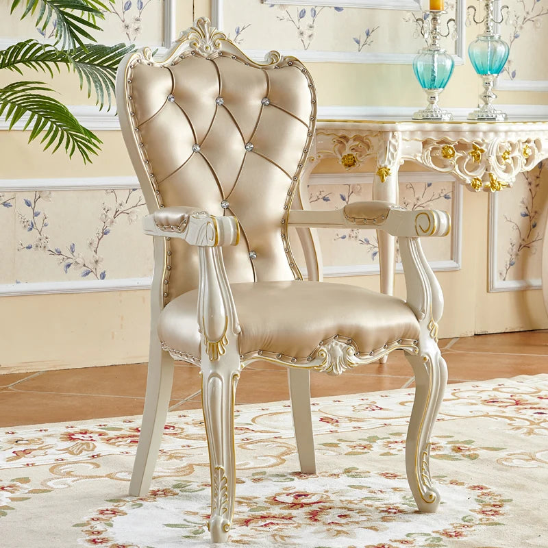 European Solid Wood Dining Chair Princess Lazy Throne Luxury Lounge Chair Fashion Butterfly Ergonomic Muebles Entrance Furniture