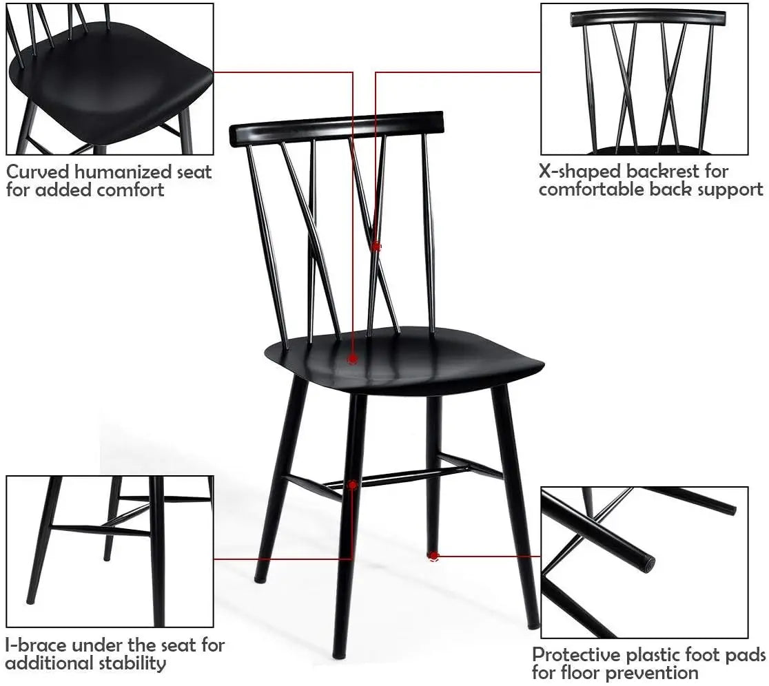 Dining Chair Set of 2, Farmhouse Windsor Chairs Dining Room Chairs with Spindle Back and Sturdy Metal Construction,(Height 17'')