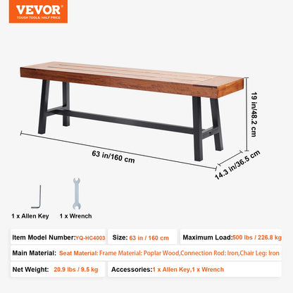 Outdoor Bench Wooden Metal Garden Bench for Outdoors 480 lbs Load Capacity Bench Outdoor Garden Park Bench