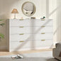 Fluted Dresser for Bedroom with 8 Drawer, 55” Wide White Double Drawer Dresser Modern Chest of Drawers with Metal Handle