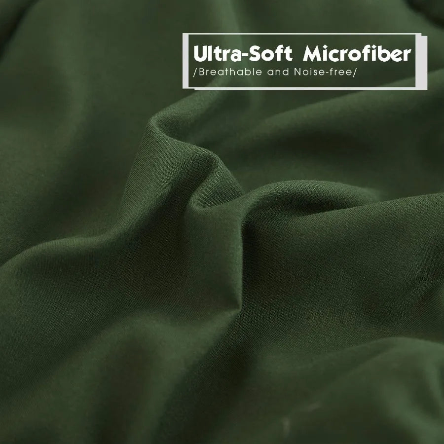 3pc Green Queen Size Down Alternative Comforter Set for Cozy Bedroom Decor Hypoallergenic and Lightweight with Soft Touch Fabri