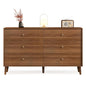 9 Drawer Dresser for Bedroom, 63 Inch Walnut Dresser for Closet, Mid Century Wood Chest of Drawers with Natural, Customized