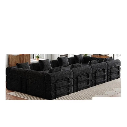 8-Seater Convertible Chenille Sofa Bed with Side Storage Pockets, Foldable for Living Rooms, Bedrooms, and Studies, Carpeted