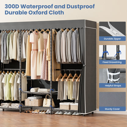 Clothes Rack Storage Organizer Wardrobe Hanging Clothes Freestanding Portable Heavy Duty 960 lb