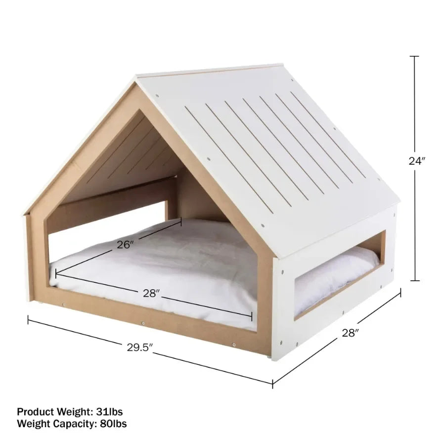 Indoor Dog House for Small to Medium Pets up to 80lbs Wooden Doghouse with Cushion for Cozy Indoor Shelter WeatherResistant and