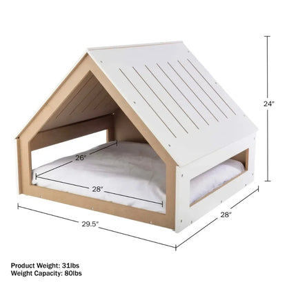 Indoor Dog House for Small to Medium Pets up to 80lbs Wooden Doghouse with Cushion for Cozy Indoor Shelter WeatherResistant and