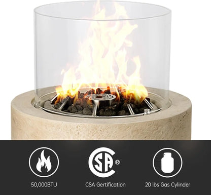 16 Inch Propane Fire Pit, 50,000 BTU Outdoor Gas Heater with Wind Guard for Patio Garden Backyard