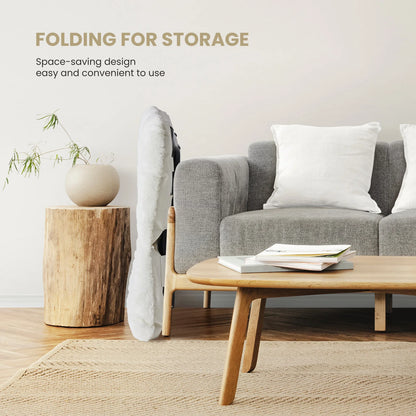 28IN Cozy Saucer Chairs Soft Faux Fur Large Size Folding Lounge Living Room Padded Seat Metal Frame Reading Chair Furniture