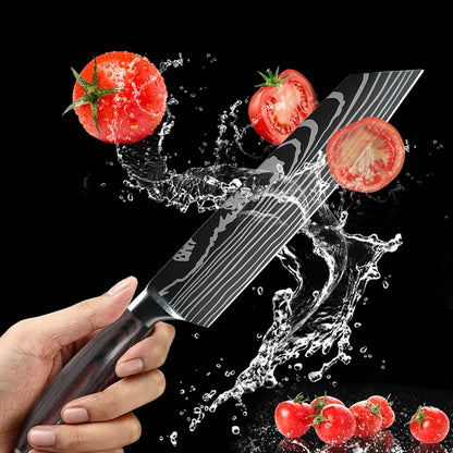 Utility Knife Ultra Sharp Japanese Stainless Steel Chef's Kitchen Cooking Tools Pakka Wood Handle Christmas Gift Box
