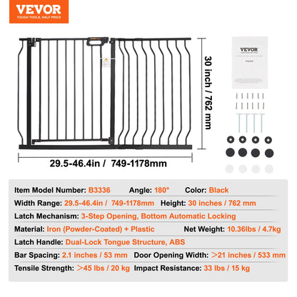 SucceBuy  Gate 28/30/36 Inches High Dog Gate Easy Step Walk Thru Child Pet Security Pressure Mount Kit Wall Cups Doorways