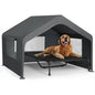 Large Dog House Outdoor with Elevated Bed, Weatherproof Pet Tent Shelter 4.1x4.1x3.3ft for Dogs Cats, Grey