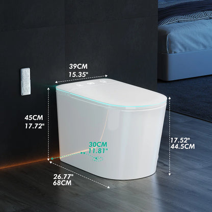 Smart Tankless One-Piece Toilet with Built-in Bidet Heated Seat Night Light UV Dryer Foot Sensor Auto Lid&Seat