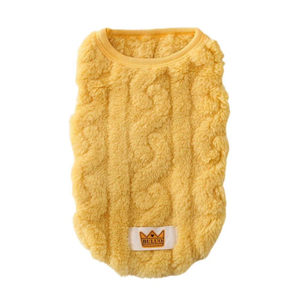 Solid Cute Wavy Double-sided Pet Warm Coat Sweater Autumn Winter Fleece Pullover Pet Clothes for Small Medium Pets
