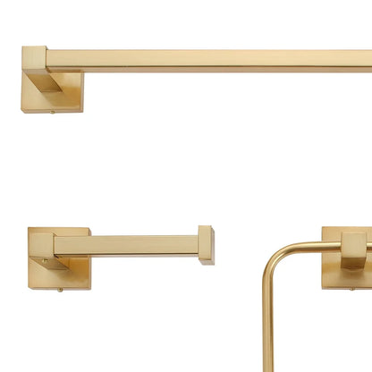 4 Piece Matte Brass Bathroom Accessories Set Towel Bar Toilet Paper Holder Towel Ring Robe Hook