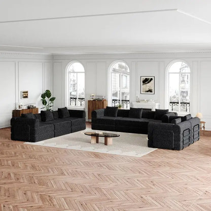 8-Seater Convertible Chenille Sofa Bed with Side Storage Pockets, Foldable for Living Rooms, Bedrooms, and Studies, Carpeted