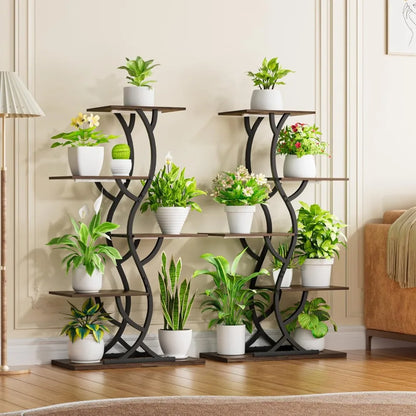 Plant Stand Indoor with Grow Lights - 44" Tall Corner Plant Stands for Indoor Plants, 5 Tiered Metal Plant Shelf