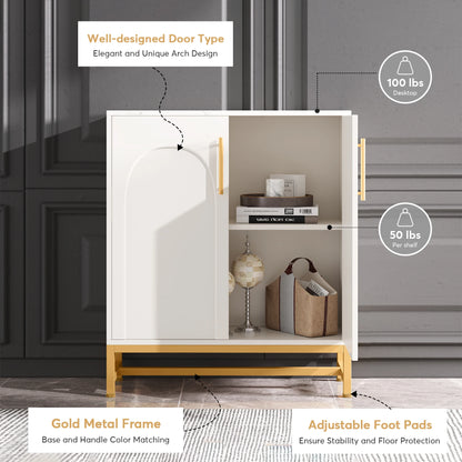 Modern Sideboards, Buffet Cabinet with 4 Doors and Adjustable Shelves (White)