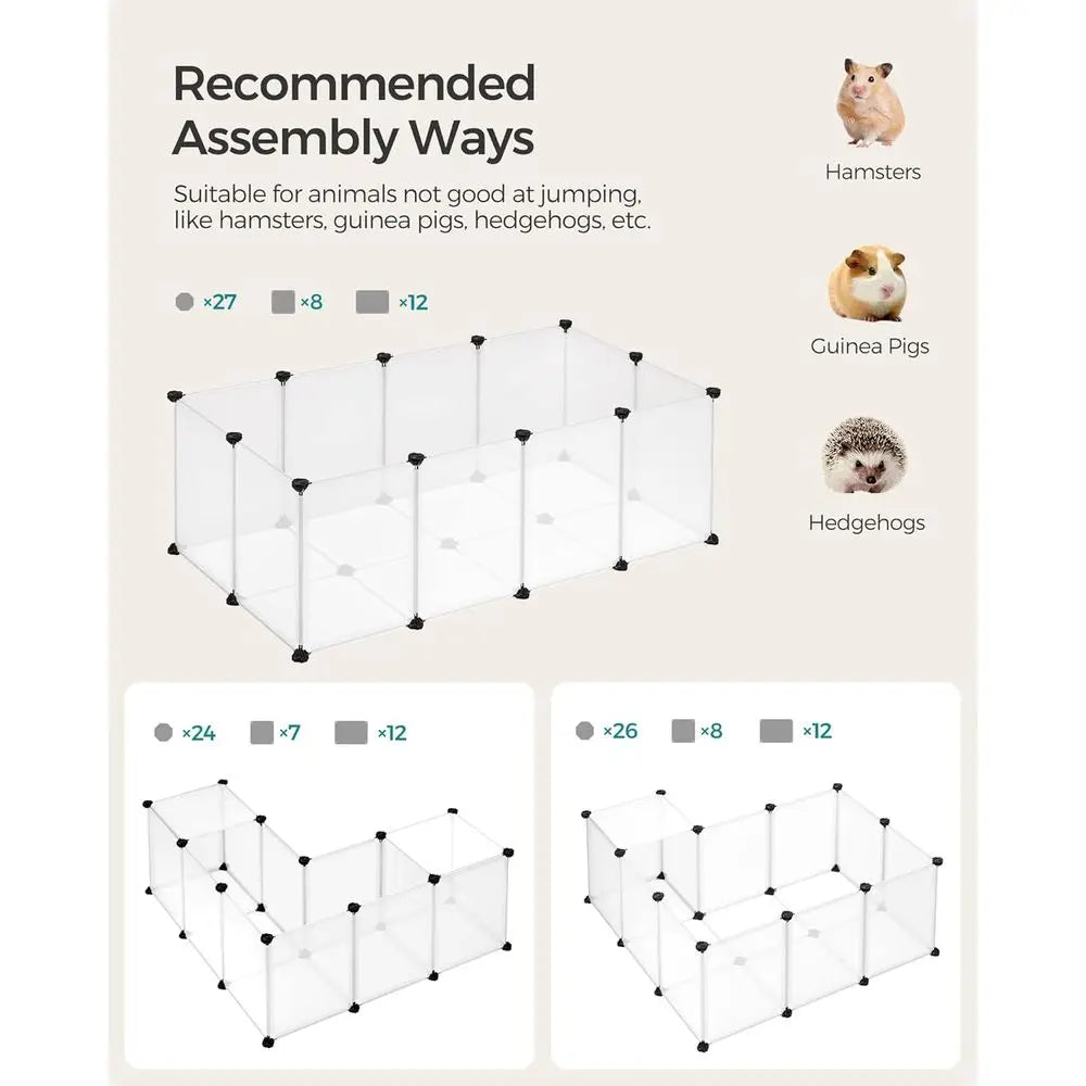 20 Panels Pet Playpen with Floor, Small Animal Playpen, Indoor Pet Enclosure for Guinea Pigs, Bunny, Hamsters, Hedgehogs, 49.2 x