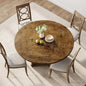 120 x 120 x 53 cm Round Dining Table for 4-6 People Space Saving Rustic Wooden Kitchen Table with Wood Base and Tabletop Black