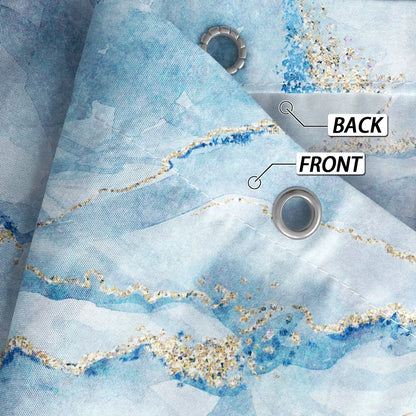 1 piece of 180x180cm blue marble pattern digital printing shower curtain partition bathroom waterproof and mold resistant