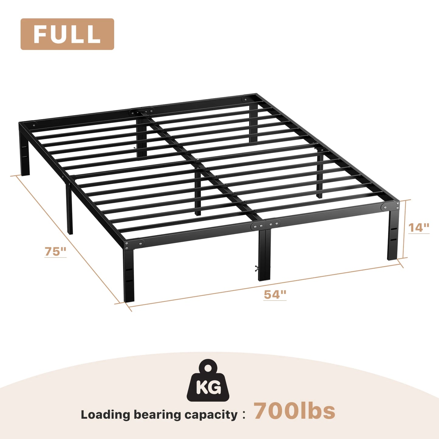 Twin Full Queen King Size Bed Frame Metal Platform Bedroom Frames with Storage Space Sturdy Steel Slat Support 350LBS