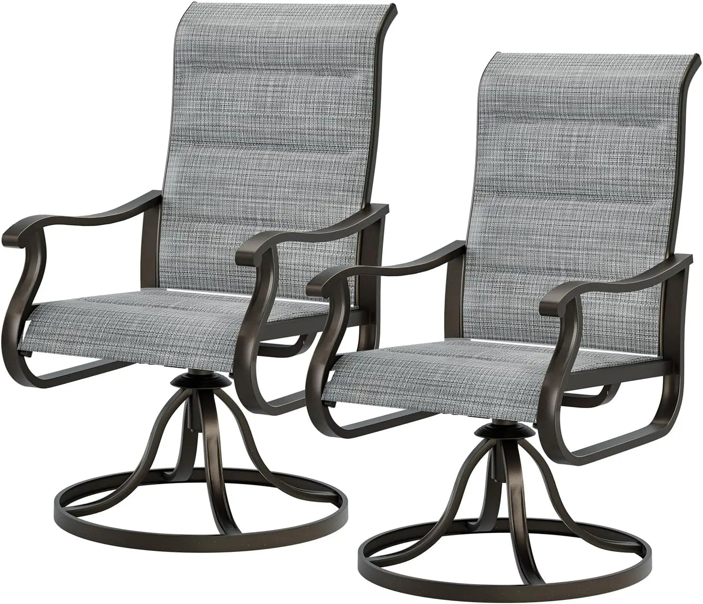 Patio Swivel Chairs Set of 2, Outdoor Dining Chairs High Back with Padded All Weather Breathable Textilene, Metal Rockin