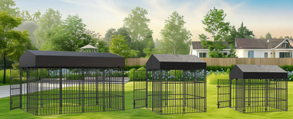 Heavy Duty Large Dog Kennel Pet Welded Metal Playpen Animal Cage with Roof Cover Pet Run Enclosure Playpen House Outdoor Indoor