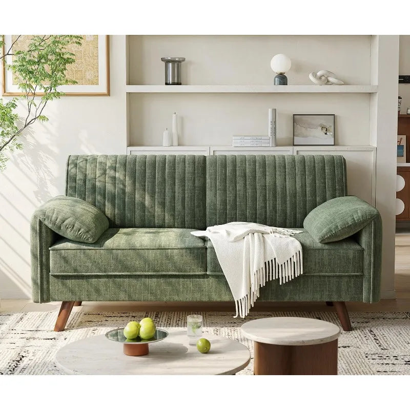 64.5" Loveseat Sofa, Chenille Loveseat Couch for Living Room, 23.2" Deep Seat Love Seat with Padded Arms
