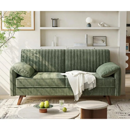 64.5" Loveseat Sofa, Chenille Loveseat Couch for Living Room, 23.2" Deep Seat Love Seat with Padded Arms