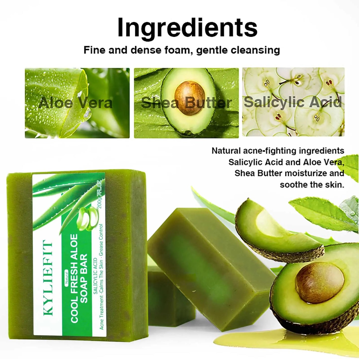 Aloe Vera Whitening Soap, Remove Acne, Pimples, Skin Radiant, Improve Skin Luster, Vegan Bath Wash for Women Men