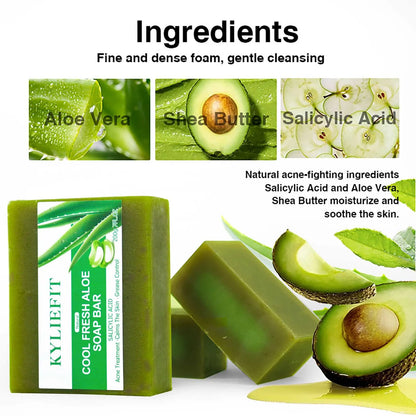 Aloe Vera Whitening Soap, Remove Acne, Pimples, Skin Radiant, Improve Skin Luster, Vegan Bath Wash for Women Men