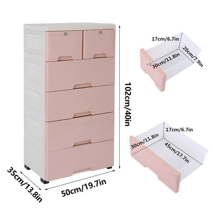 Classic 6 Drawer Plastic Dresser Storage Tower Closet Organizer Unit for Home Office Bedroom