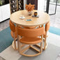 Round Mobile Dining Tables Set Kitchen 4 Chairs Center Wood Table Extendable Luxury Floor Mesa Comedor Home Furniture Wood Table