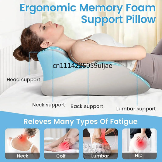 Adjustable Headrest Reading Pillow for Bed Adults Memory Foam Back Support Wedge for Acid Reflux, Snoring & Legs  (Blue)