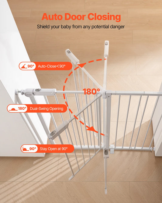 SucceBuy  Gate 28/30/36 Inches High Dog Gate Easy Step Walk Thru Child Pet Security Pressure Mount Kit Wall Cups Doorways