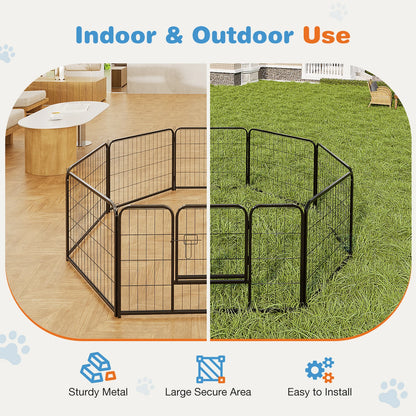 JHK 8 Panel Dog Playpen Indoor Pet Fence Exercise for Yard Gate Heavy Duty Crates with Doors Metal Dog Pen