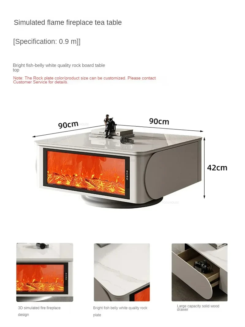 Luxury Simulated Flame European Fireplace Nordic Home Decor Designer Furniture Living Room Slate TV Cabinet Fireplace Integrated