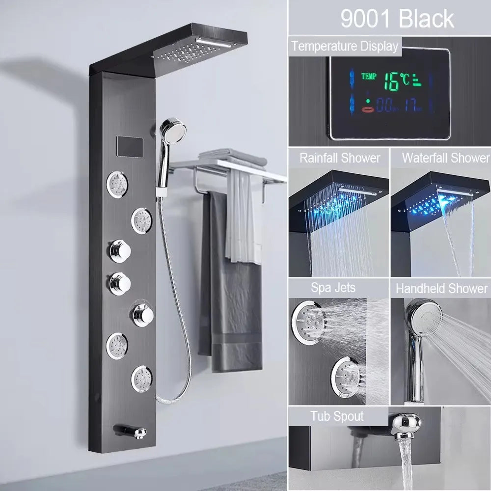 Bathroom Shower Panel LED Rainfall/Waterfall Shower Head